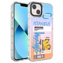 Apple iPhone 14 Plus Uyumlu Kılıf Kamera Korumalı Renkli Desenli Sert Silikon Zore Korn Kapak