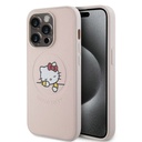 Apple iPhone 15 Pro Uyumlu Kılıf Hello Kitty Orjinal Lisanslı M-safe Şarj Özellikli Baskı Logolu Uyuyan Kitty Deri Kapak