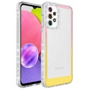 Samsung Galaxy A52 Uyumlu Kılıf Simli ve Renk Geçiş Tasarımlı Lens Korumalı Zore Park Kapak
