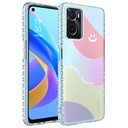 Oppo A96 4G Uyumlu Kılıf Airbag Kenarlı Renkli Desenli Silikon Zore Elegans Kapak