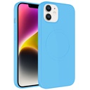 Apple iPhone 12 Uyumlu Kılıf M-safe Wireless Şarj Özellikli Pastel Renk Silikon Zore Plas Kapak