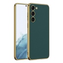 Samsung Galaxy S23 Uyumlu Kılıf Deri Görünümlü Kenarları Elektroplating Kaplama Zore Fizyon Kapak