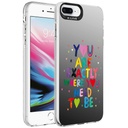 Apple iPhone 8 Plus Uyumlu Kılıf Desenli Zore Silver Sert Kapak