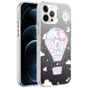 Apple iPhone 12 Pro Max Uyumlu Kılıf Desenli Zore Silver Sert Kapak