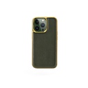 Apple iPhone 13 Pro Uyumlu Kılıf Wiwu Genuine Leather Gold Calfskin Orjinal Deri Kapak