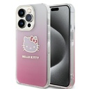 Apple iPhone 15 Pro Uyumlu Kılıf Hello Kitty Orjinal Lisanslı Yazı ve İkonik Logolu Elektroplating Kaplama Gradyan Kapak