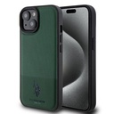 Apple iPhone 15 Uyumlu Kılıf U.S. Polo Assn. Orjinal Lisanslı Suni Deri Arka Yüzey Baskı Logolu Örgü Desenli Kapak