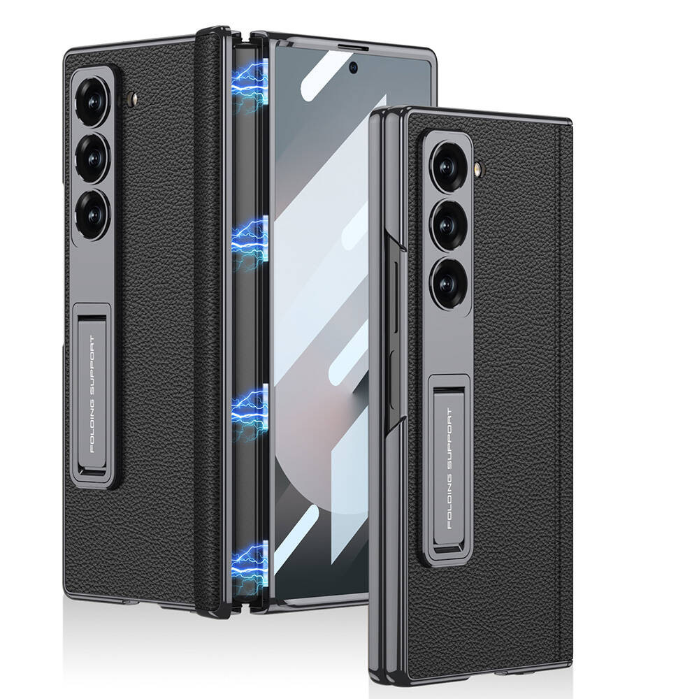 ​Samsung Galaxy Z Fold 6 Uyumlu Kılıf Deri Standlı Zore Kıpta Premium Kılıf
