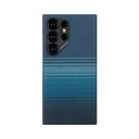 Samsung Galaxy S24 Ultra Uyumlu Kılıf M-safe Şarj Özellikli Aramid Fiber Pitaka Tactile Woven Sunset-Moonrise Serisi Moonrise Kapak