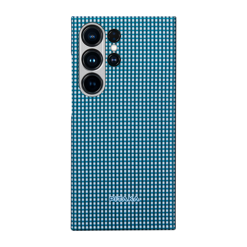 Samsung Galaxy S24 Ultra Uyumlu Kılıf M-safe Şarj Özellikli 1500D Aramid Fiber Pitaka Ultra-Slim Classic Serisi Ice Sea Kapak