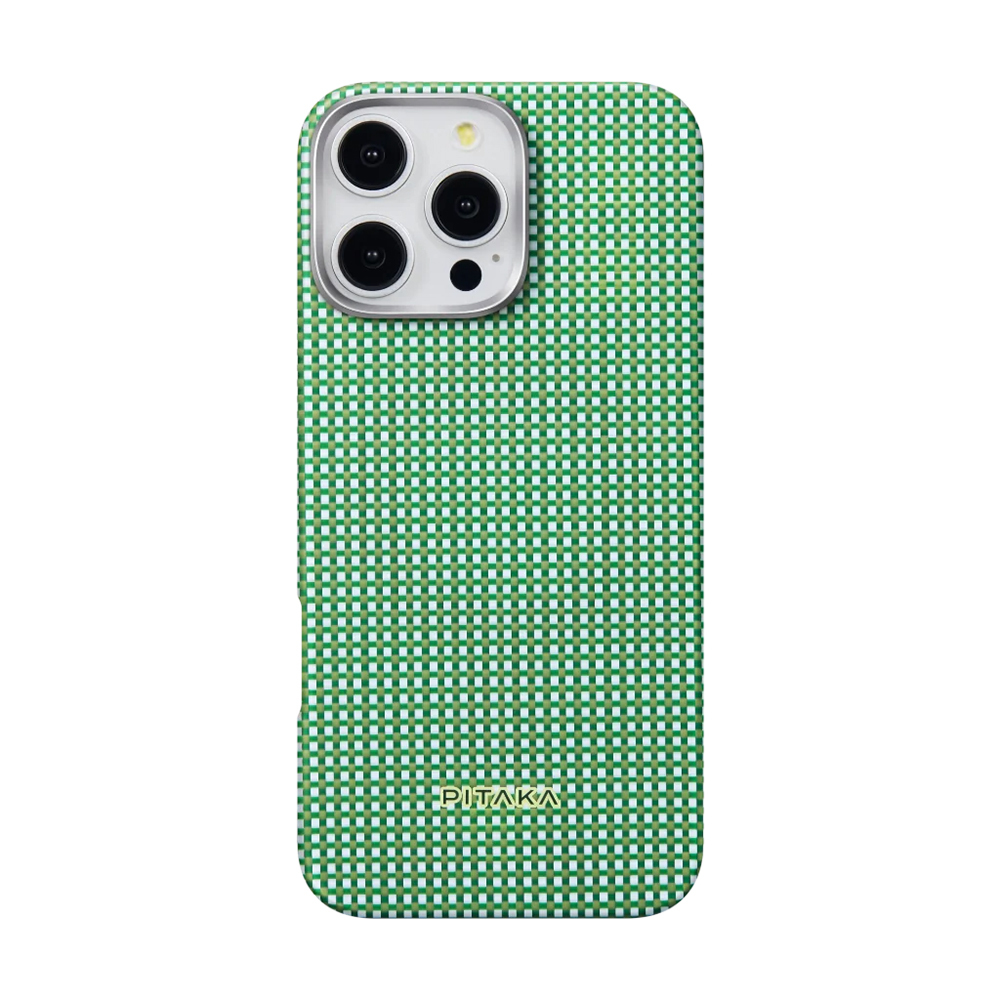 Apple iPhone 16 Pro Max Uyumlu Kılıf M-safe Şarj Özellikli Aramid Fiber Pitaka Ultra-Slim Classic Serisi Forest Green Kapak