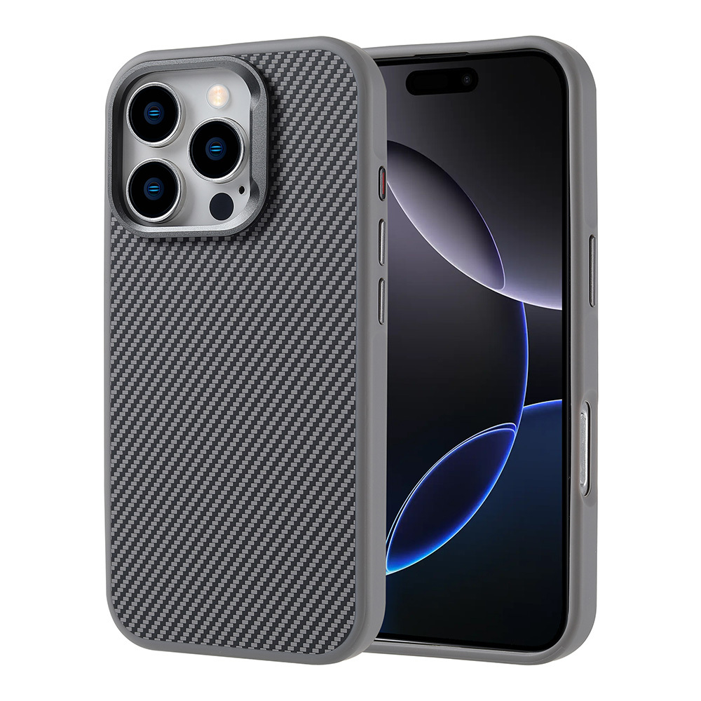 Apple iPhone 16 Pro Uyumlu Kılıf M-safe Şarj Özellikli Karbon Fiber Görünümlü Zore Troy Kapak