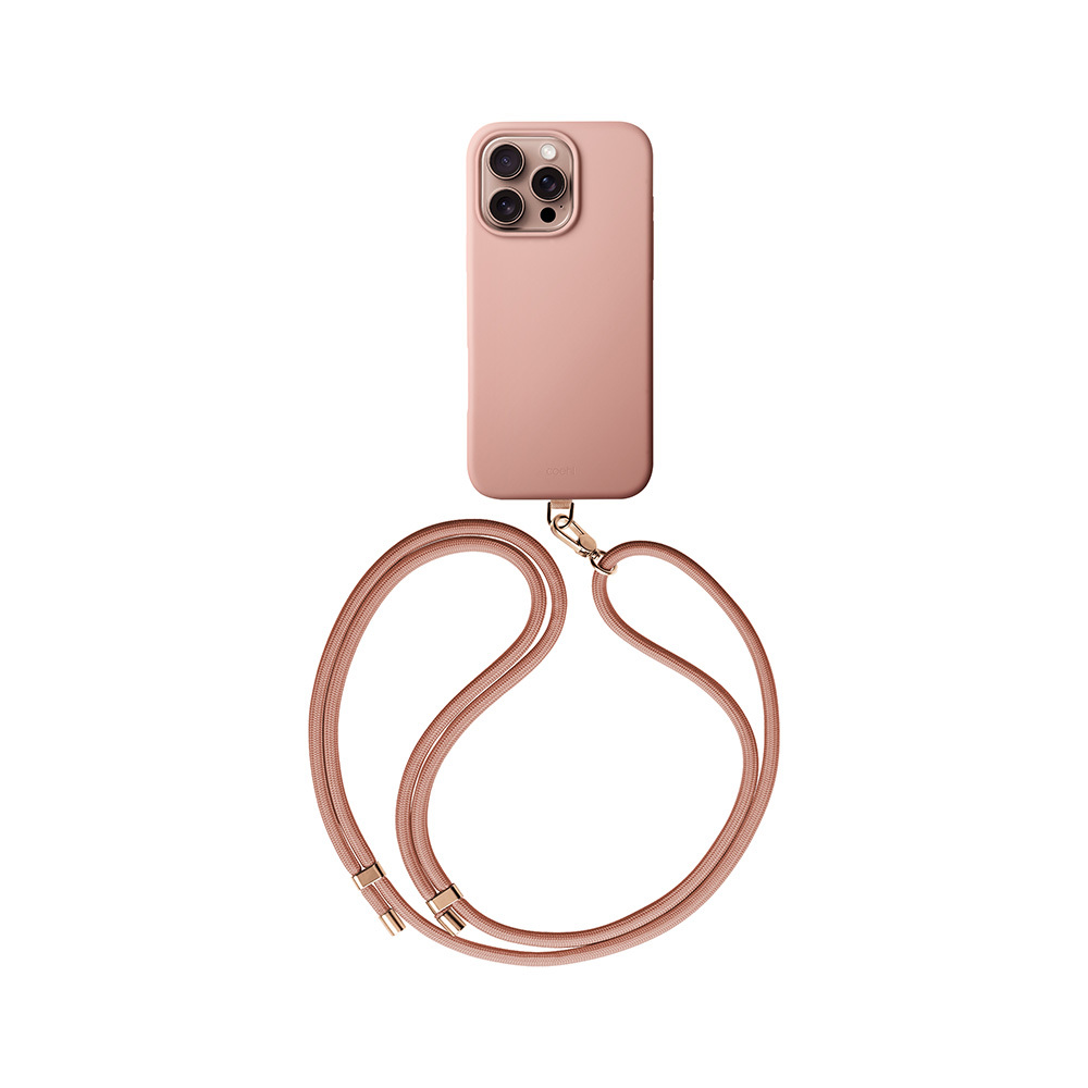 Apple iPhone 16 Pro Max Uyumlu Kılıf M-safe Şarj Özellikli Soft Arka Yüzey Askı İpli Coehl Creme Kapak