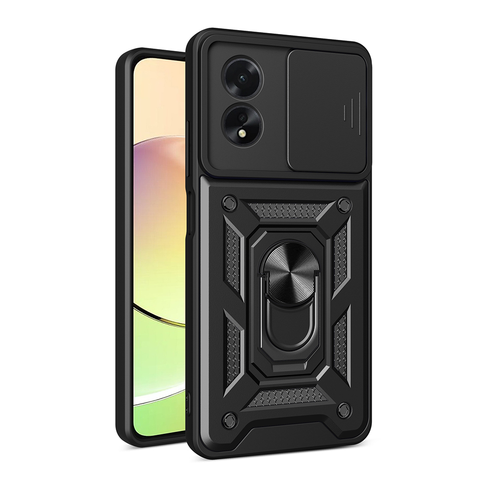 Oppo A38 Uyumlu Kılıf Magnetik Standlı Kamera Korumalı Zore Sürgülü Vega Kapak
