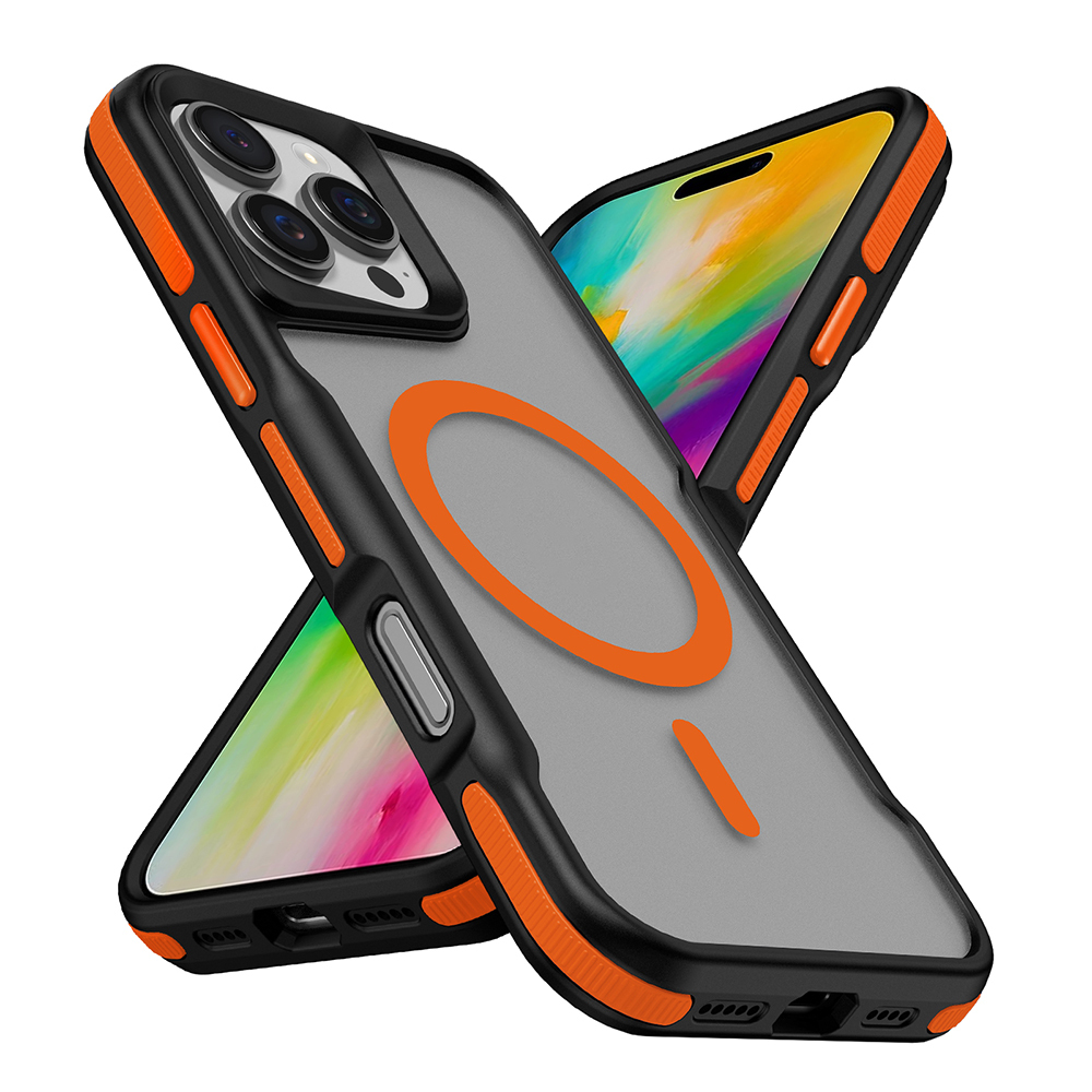 Apple iPhone 16 Pro Max Uyumlu Kılıf M-safe Şarj Özellikli Renkli Kenar Airbag Şeritli Zore Lamer Kapak