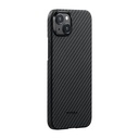 Apple iPhone 15 Plus Uyumlu Kılıf M-safe Şarj Özellikli 1500D Aramid Fiber Pitaka Ultra-Slim Classic Serisi Black-Grey Twill Kapak