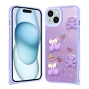 Apple iPhone 15 Uyumlu Kılıf Parlayan Simli Kabartma Figürlü Zore Cevze Kapak
