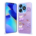 Tecno Spark 10C Uyumlu Kılıf Parlayan Simli Kabartma Figürlü Zore Cevze Kapak
