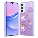 Samsung Galaxy A34 Uyumlu Kılıf Parlayan Simli Kabartma Figürlü Zore Cevze Kapak