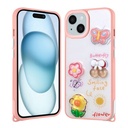 Apple iPhone 13 Uyumlu Kılıf Parlayan Simli Kabartma Figürlü Zore Cevze Kapak
