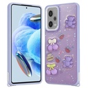 Xiaomi Redmi Note 12 Pro 5G Uyumlu Kılıf Parlayan Simli Kabartma Figürlü Zore Cevze Kapak
