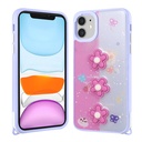 Apple iPhone 11 Uyumlu Kılıf Parlayan Simli Kabartma Figürlü Zore Cevze Kapak