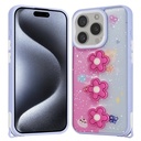 Apple iPhone 15 Pro Uyumlu Kılıf Parlayan Simli Kabartma Figürlü Zore Cevze Kapak