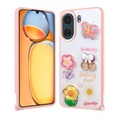 Xiaomi Poco C65 Uyumlu Kılıf Parlayan Simli Kabartma Figürlü Zore Cevze Kapak