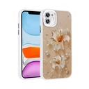 Apple iPhone 11 Uyumlu Kılıf Çiçek Desenli Parlak Taşlı Sert Silikon Zore Garden Kapak