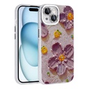 Apple iPhone 14 Uyumlu Kılıf Çiçek Desenli Parlak Taşlı Sert Silikon Zore Garden Kapak