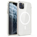 Apple iPhone 11 Uyumlu Kılıf M-safe Şarj Özellikli Parlayan Simli Saydam Renkli Zore Allstar Kapak