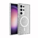 Samsung Galaxy S24 Ultra Uyumlu Kılıf M-safe Şarj Özellikli Parlayan Simli Saydam Renkli Zore Allstar Kapak