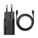 Baseus Super Si 1C 20W Hızlı Şarj Adaptörü + Type-C to Lightning iPhone 1m Şarj Kablosu