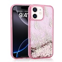 Apple iPhone 12 Uyumlu Kılıf Sıvılı Simli Kelebek Baskılı Şeffaf Arka Yüzey Zore Glis Silikon Kapak