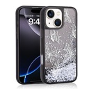 Apple iPhone 13 Uyumlu Kılıf Sıvılı Simli Kelebek Baskılı Şeffaf Arka Yüzey Zore Glis Silikon Kapak