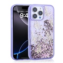 Apple iPhone 16 Pro Uyumlu Kılıf Sıvılı Simli Kelebek Baskılı Şeffaf Arka Yüzey Zore Glis Silikon Kapak