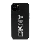 Apple iPhone 14 Uyumlu Kılıf DKNY Orjinal Lisanslı Taşlı DKNY Yazılı Metalik Rhinestones PU Deri Kapak