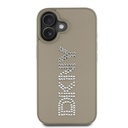 Apple iPhone 16 Uyumlu Kılıf DKNY Orjinal Lisanslı Taşlı DKNY Yazılı Metalik Rhinestones PU Deri Kapak