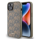 Apple iPhone 15 Uyumlu Kılıf DKNY Orjinal Lisanslı M-safe Şarj Özellikli 3D Yazılı Grid Pattern Kapak