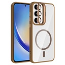 Samsung Galaxy A35 Uyumlu Kılıf Standlı ve Kamera Lens Hediyeli M-Safe Şarj Özellikli Zore Etro Kapak