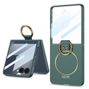 Samsung Galaxy Z Flip Uyumlu 7 Kılıf M-safe Şarj Özellikli Zore Kıpta Yüzüklü Flip Sert Kapak