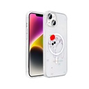 Apple iPhone 15 Uyumlu Kılıf M-Safe Şarj Özellikli Şeffaf Zore Folk Sert Kapak