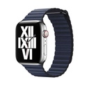 Apple Watch 44mm Uyumlu Kordon Suni Deri Bakla Tasarımlı KRD-09 Kayış